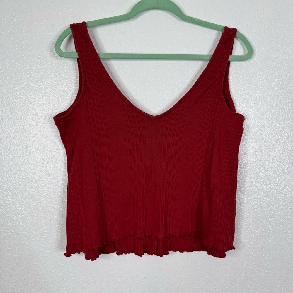 Madewell Slightly Cropped Dark Red Tank Top Size‎ Small